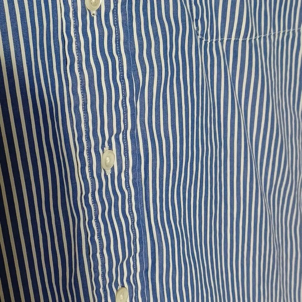 Vintage Polo Ralph Lauren Shirt 17 1/2 XL Blue White Striped Custom Fit XL 17.5